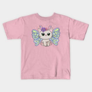 Kawaii Kitty Fairy with Sparkles Kids T-Shirt